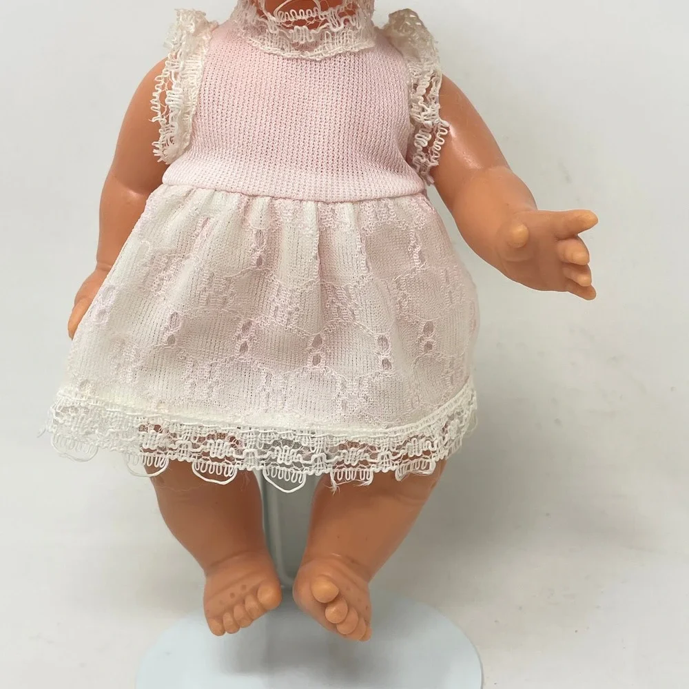 Playmates Vintage Baby Doll Pink Lace Dress Strawberry Blonde Hair